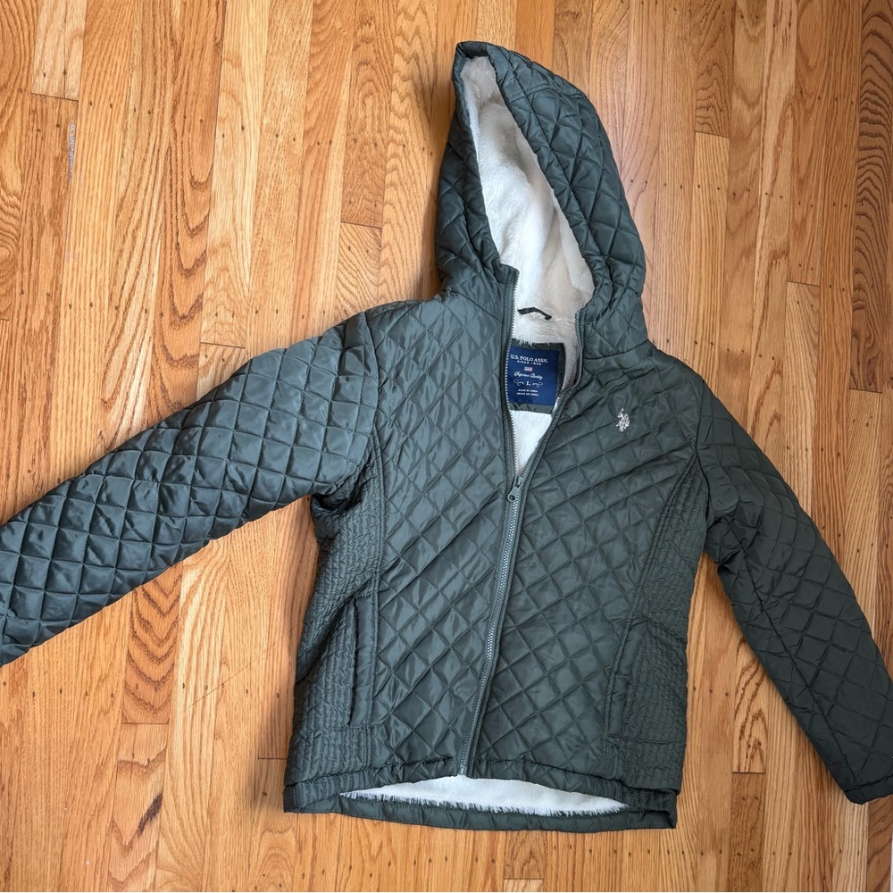 U.S. Polo Assn. Quilted Jacket with Sherpa Lining — Olive